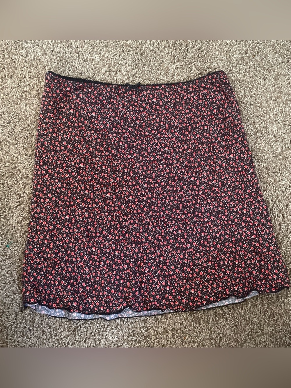 Brandy Melville Black Mini Skirt with Pink Floral Print
